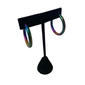Iridescent Ombré Hoop Earrings. Gorgeous tones of Green, Blue, Purple & Gold.